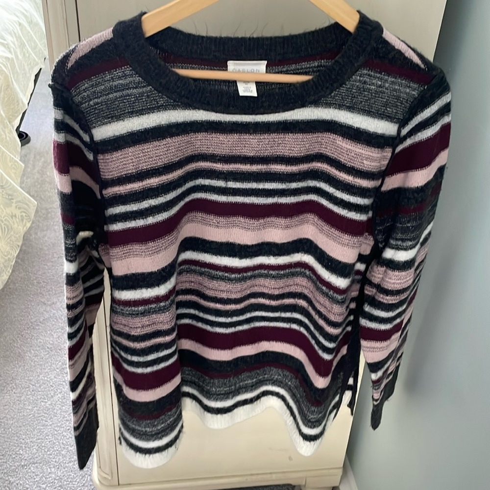 Caslon striped crew neck sweater.